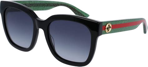 Gucci Square Sunglasses GG0034SN 002 Black/Green/Red .